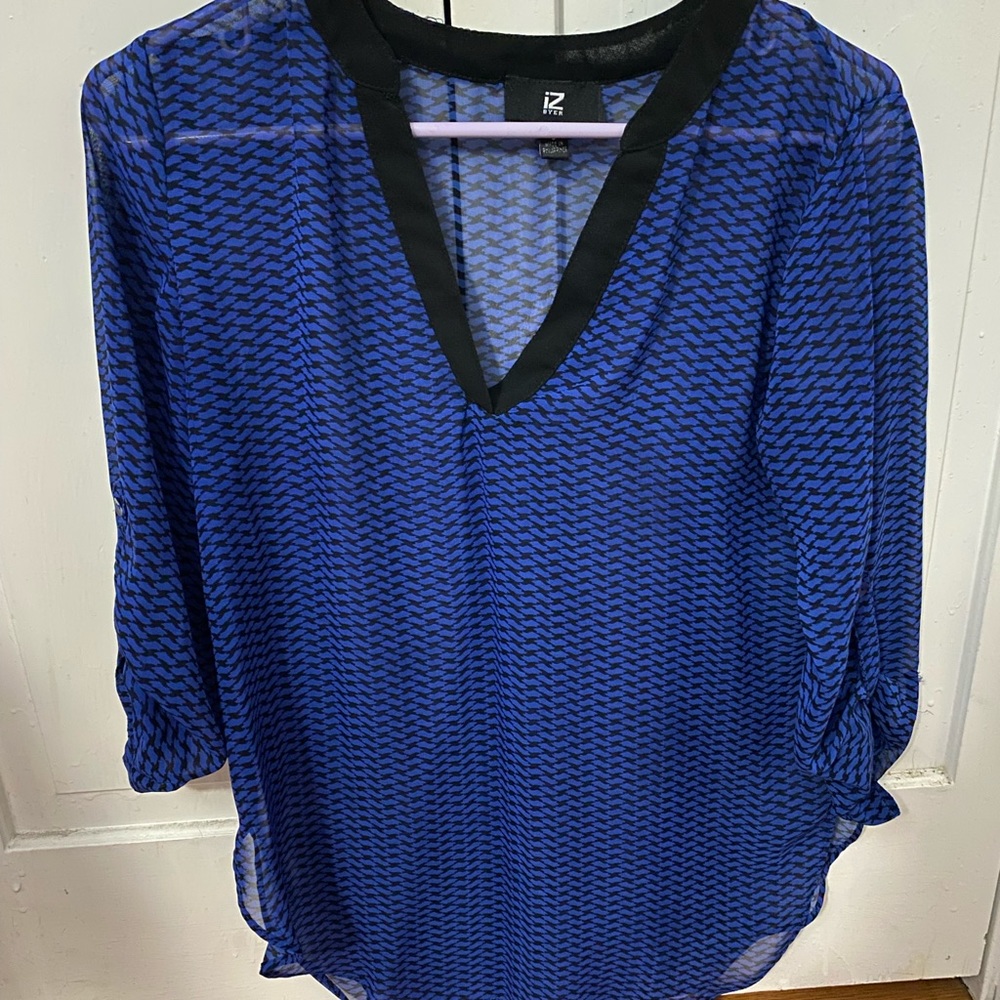 Sheer blue 3/4 sleeve blouse